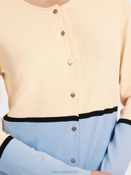 kleding donkere crème 464J323 kleurrijk \"rethink Together\" vest Marc Cain