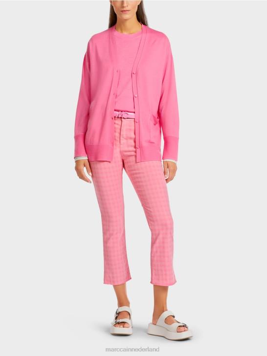 kleding fel roze 464J406 vest van superfijn breisel Marc Cain