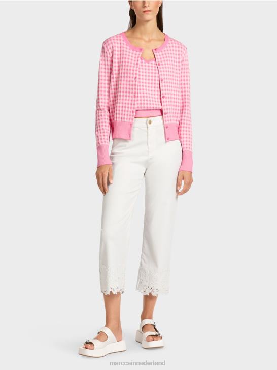 kleding fel roze 464J407 geruit vest "gebreid in Duitsland" Marc Cain