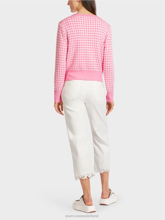 kleding fel roze 464J407 geruit vest \"gebreid in Duitsland\" Marc Cain