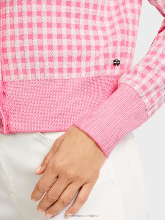 kleding fel roze 464J407 geruit vest \"gebreid in Duitsland\" Marc Cain