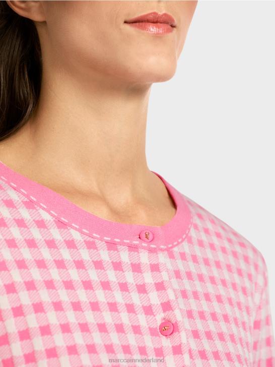 kleding fel roze 464J407 geruit vest \"gebreid in Duitsland\" Marc Cain