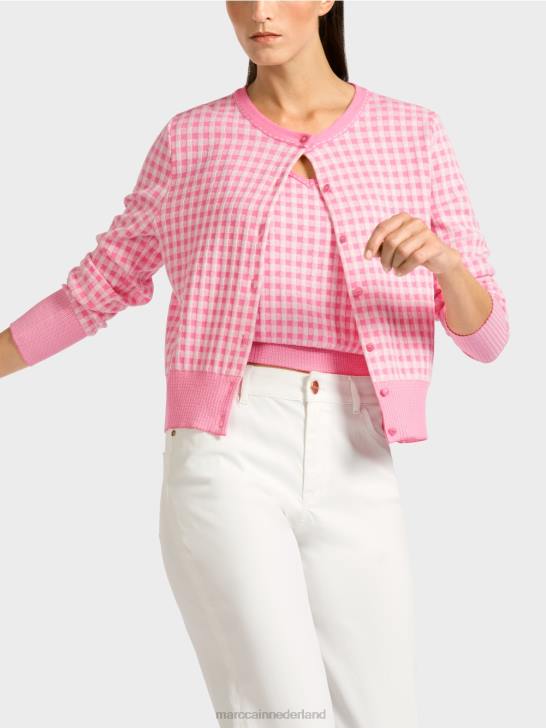kleding fel roze 464J407 geruit vest \"gebreid in Duitsland\" Marc Cain