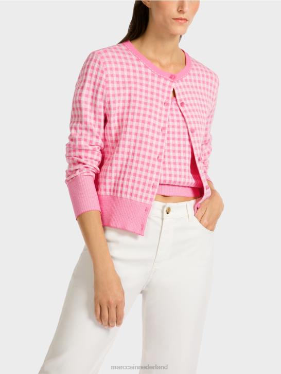 kleding fel roze 464J407 geruit vest \"gebreid in Duitsland\" Marc Cain