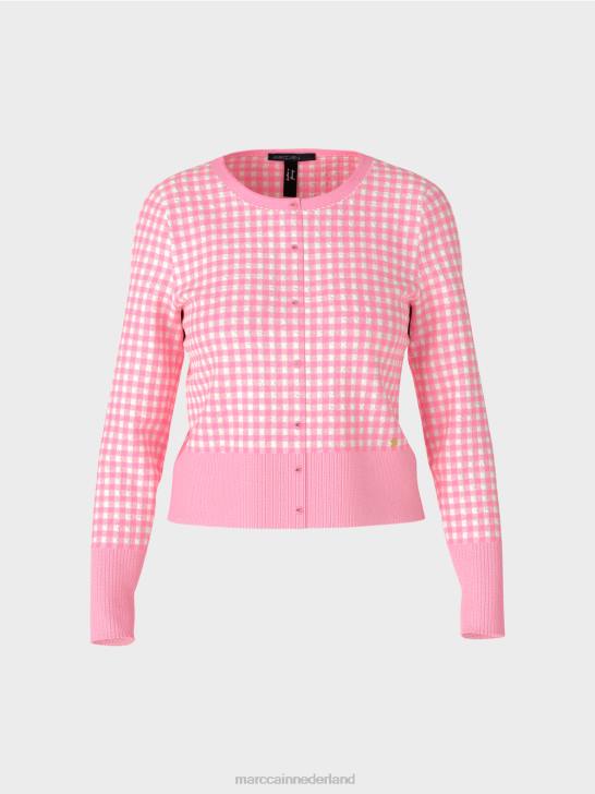 kleding fel roze 464J407 geruit vest \"gebreid in Duitsland\" Marc Cain