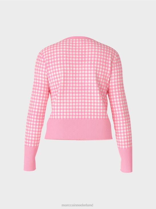 kleding fel roze 464J407 geruit vest \"gebreid in Duitsland\" Marc Cain