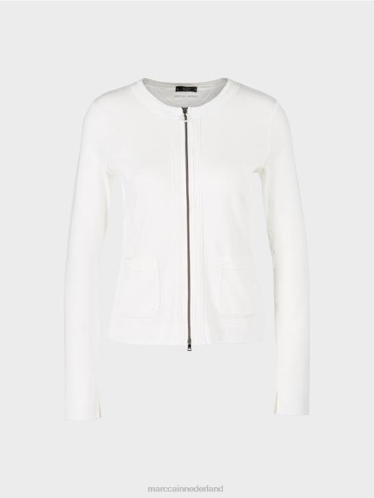 kleding gebroken wit 464J332 jasje met rits en ronde hals Marc Cain