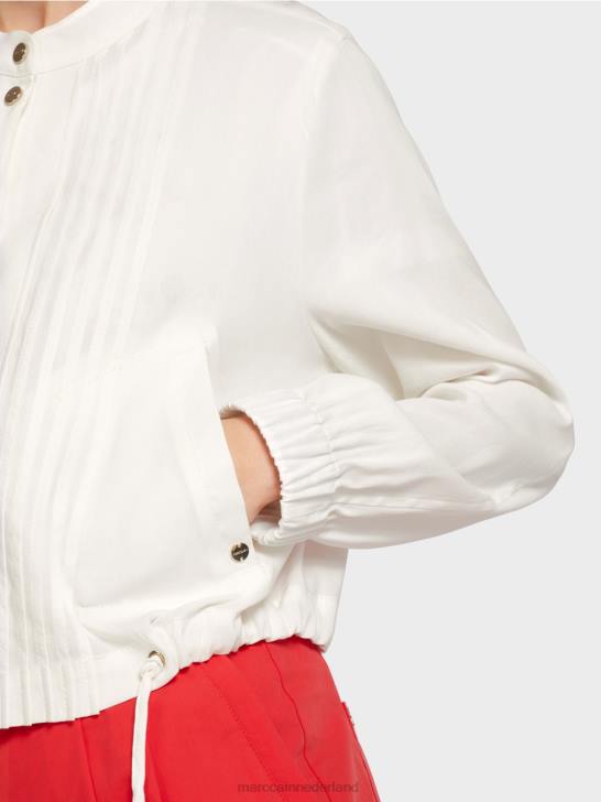 kleding gebroken wit 464J361 linnen jasje met opstaande kraag Marc Cain