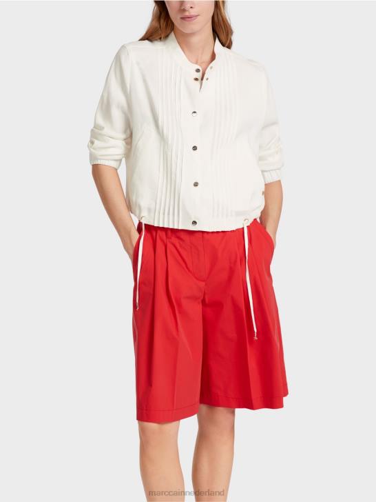 kleding gebroken wit 464J361 linnen jasje met opstaande kraag Marc Cain