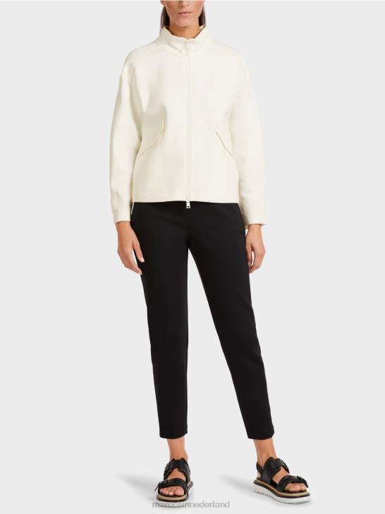 kleding gebroken wit 464J428 losvallend jack met rits en opstaande kraag Marc Cain