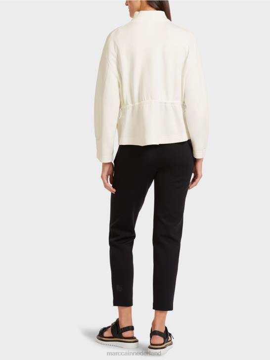 kleding gebroken wit 464J428 losvallend jack met rits en opstaande kraag Marc Cain