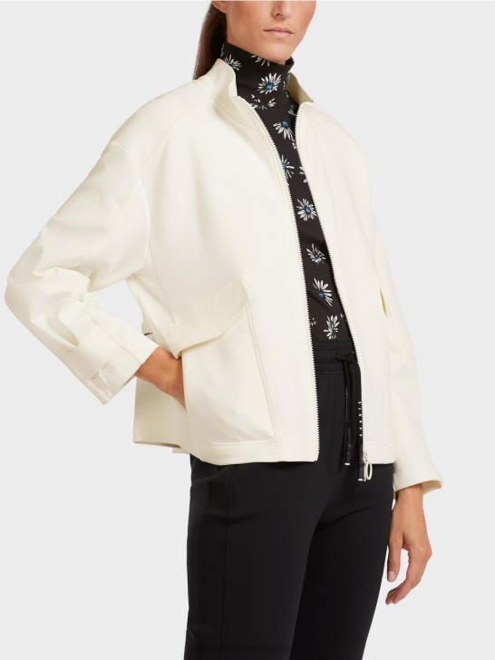 kleding gebroken wit 464J428 losvallend jack met rits en opstaande kraag Marc Cain