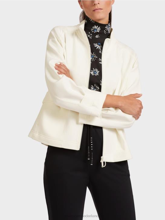 kleding gebroken wit 464J428 losvallend jack met rits en opstaande kraag Marc Cain