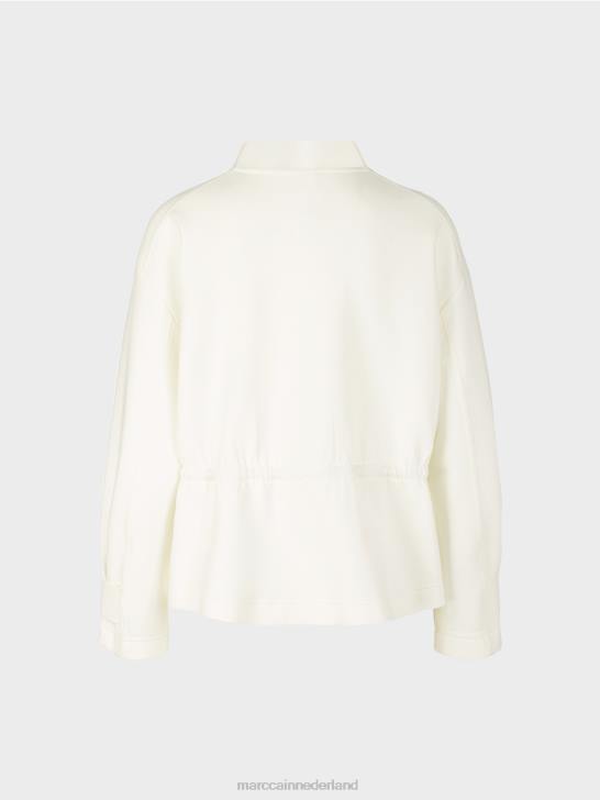 kleding gebroken wit 464J428 losvallend jack met rits en opstaande kraag Marc Cain