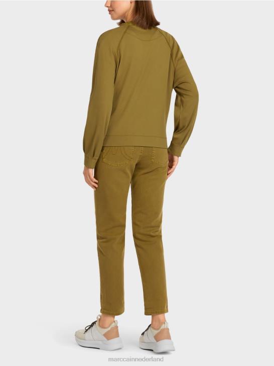 kleding gele olijf 464J413 zachte blouson van fijn geribde stof Marc Cain