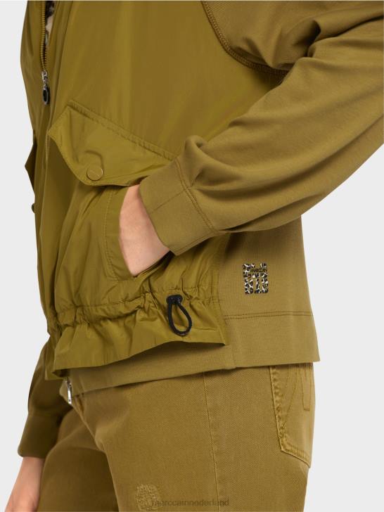kleding gele olijf 464J413 zachte blouson van fijn geribde stof Marc Cain