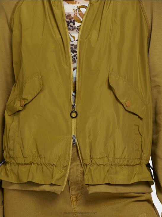 kleding gele olijf 464J413 zachte blouson van fijn geribde stof Marc Cain