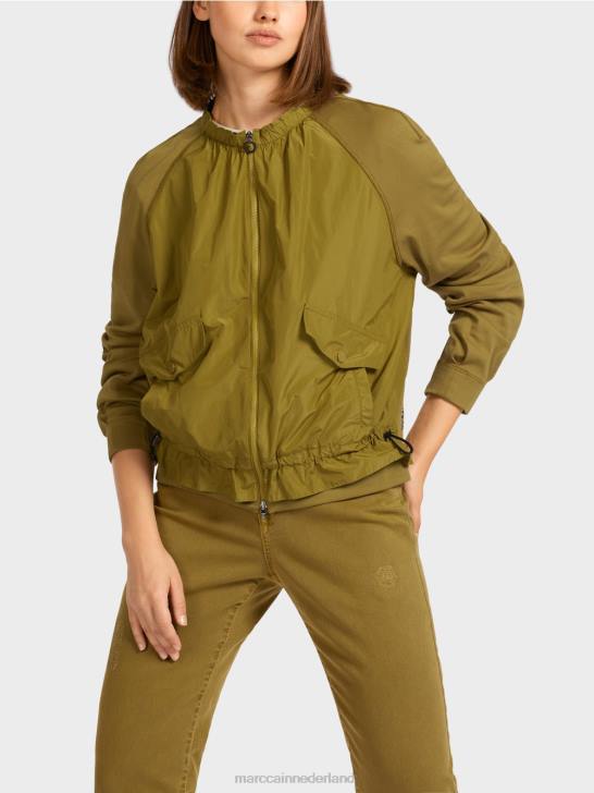 kleding gele olijf 464J413 zachte blouson van fijn geribde stof Marc Cain