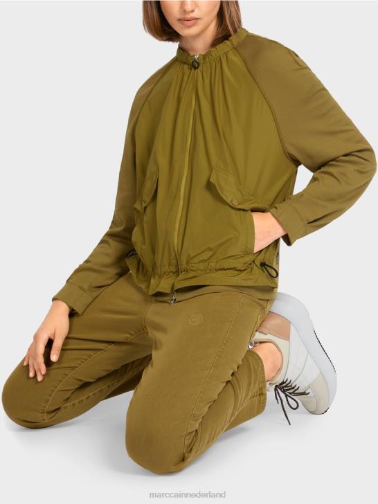kleding gele olijf 464J413 zachte blouson van fijn geribde stof Marc Cain