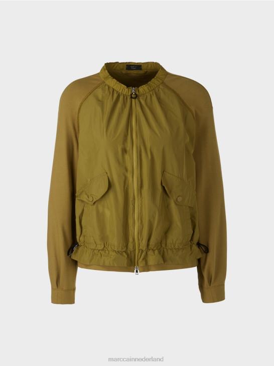 kleding gele olijf 464J413 zachte blouson van fijn geribde stof Marc Cain