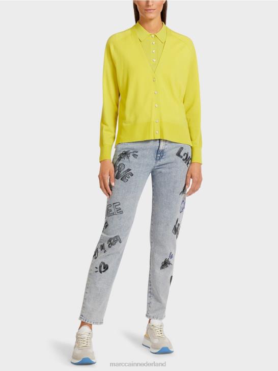 kleding groene zwavel 464J431 vest met raglanmouwen Marc Cain