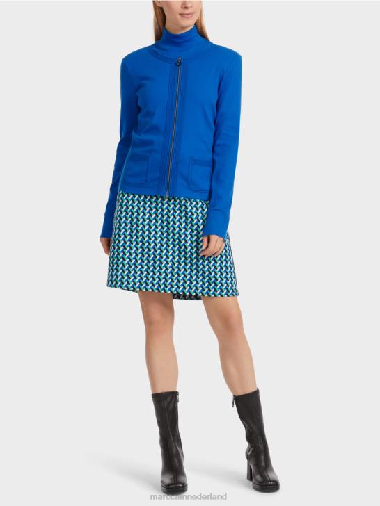 kleding helder koningsblauw 464J308 jasje met rits en ronde hals Marc Cain