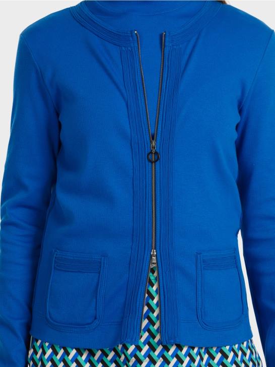 kleding helder koningsblauw 464J308 jasje met rits en ronde hals Marc Cain