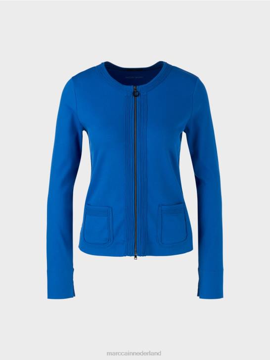 kleding helder koningsblauw 464J308 jasje met rits en ronde hals Marc Cain