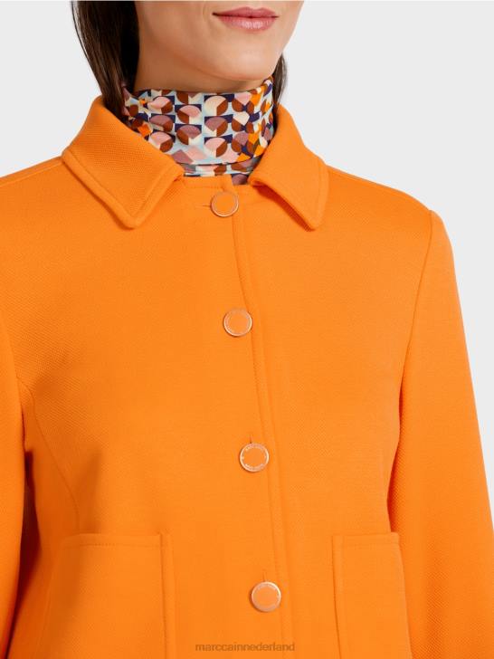 kleding helder oranje 464J441 kort jasje in denimstijl Marc Cain