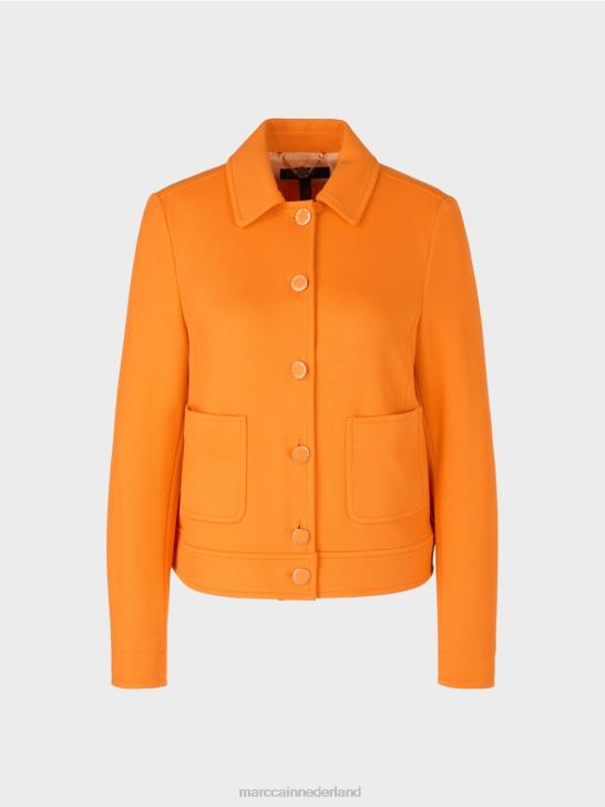 kleding helder oranje 464J441 kort jasje in denimstijl Marc Cain