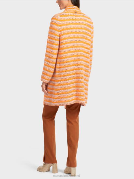 kleding helder oranje 464J446 lang vest \"gebreid in Duitsland\" Marc Cain