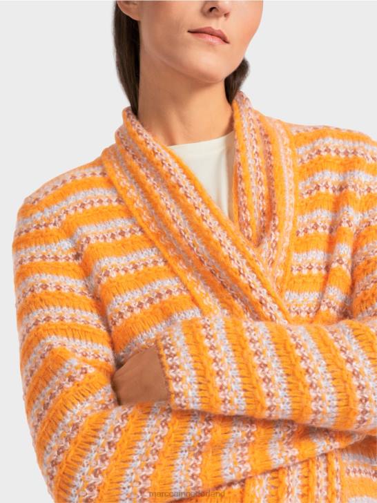 kleding helder oranje 464J446 lang vest \"gebreid in Duitsland\" Marc Cain