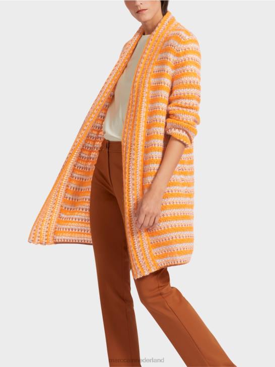 kleding helder oranje 464J446 lang vest \"gebreid in Duitsland\" Marc Cain