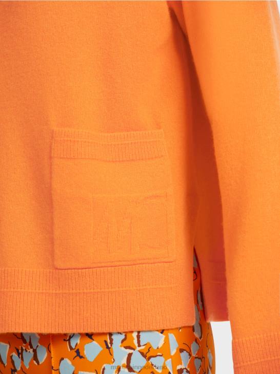 kleding helder oranje 464J447 elegant vest met zijsplitten Marc Cain