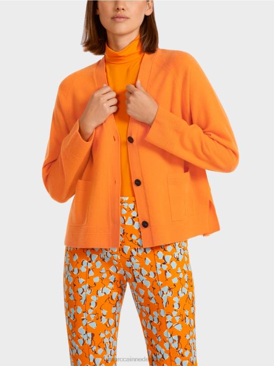 kleding helder oranje 464J447 elegant vest met zijsplitten Marc Cain