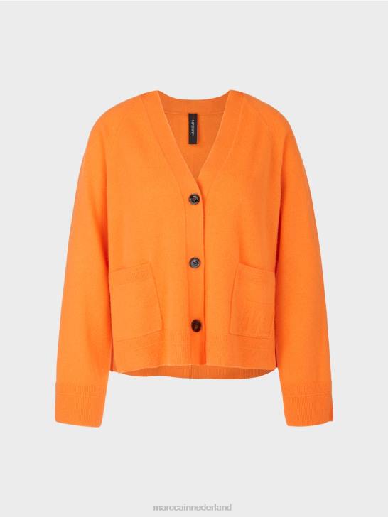 kleding helder oranje 464J447 elegant vest met zijsplitten Marc Cain
