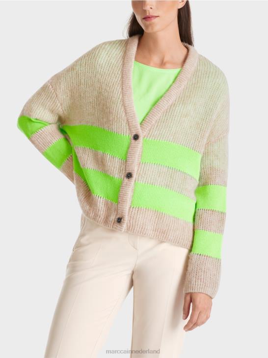 kleding helder schokkend groen 464J338 v-vest \"gebreid in Duitsland\" Marc Cain