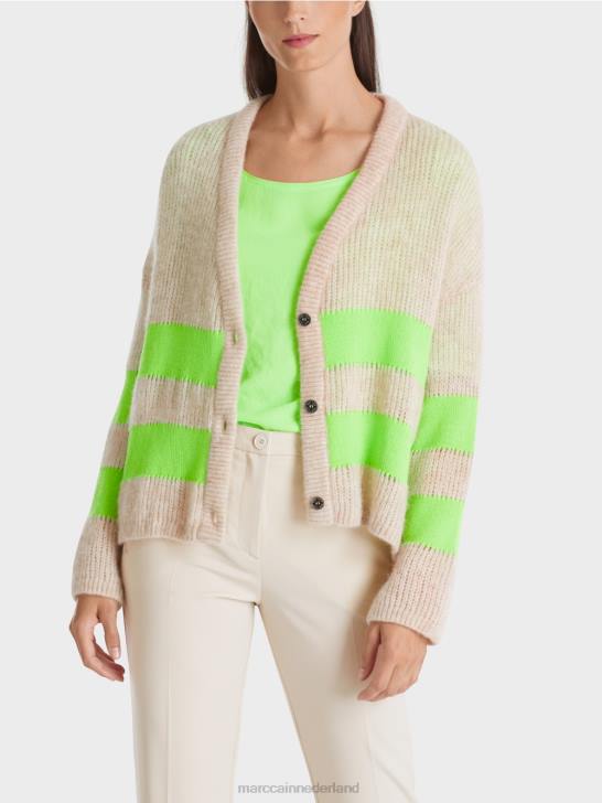 kleding helder schokkend groen 464J338 v-vest \"gebreid in Duitsland\" Marc Cain