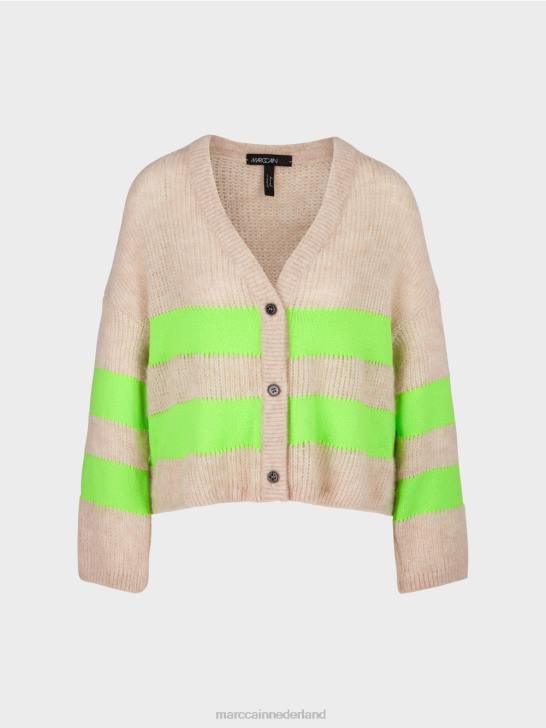 kleding helder schokkend groen 464J338 v-vest \"gebreid in Duitsland\" Marc Cain