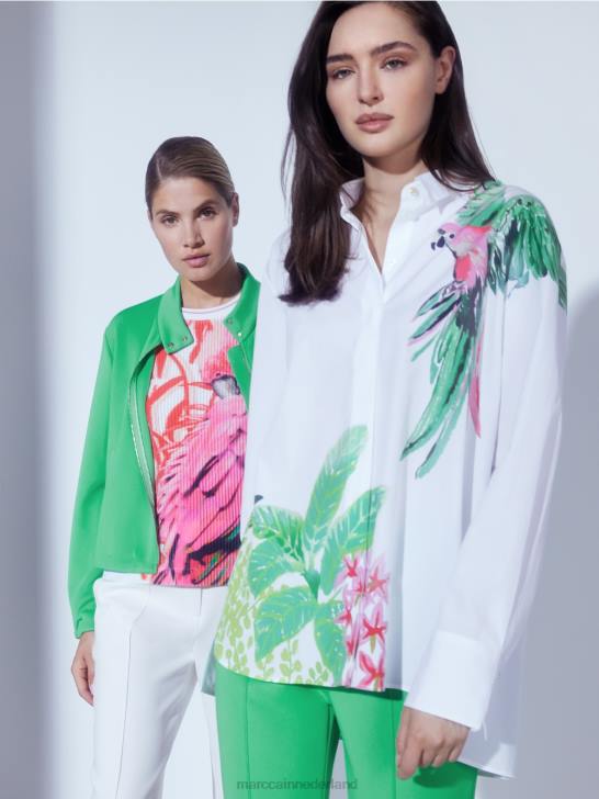 kleding heldere jade 464J417 jersey jack met opstaande kraag Marc Cain