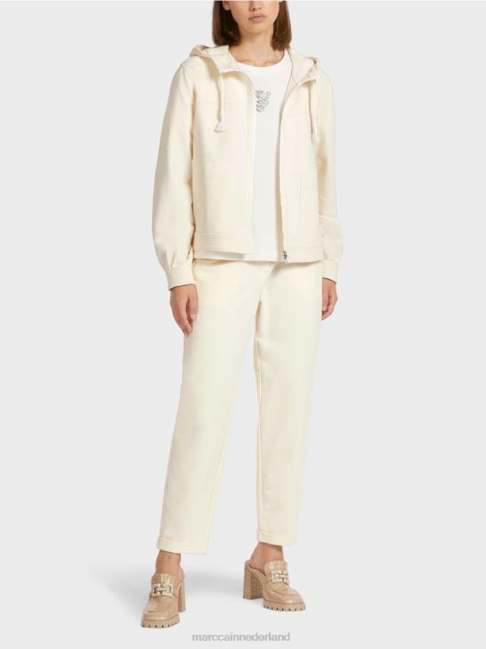 kleding licht ecru 464J410 jasje van katoentricot met capuchon Marc Cain