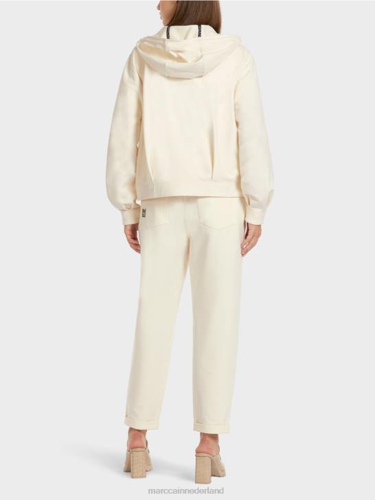 kleding licht ecru 464J410 jasje van katoentricot met capuchon Marc Cain