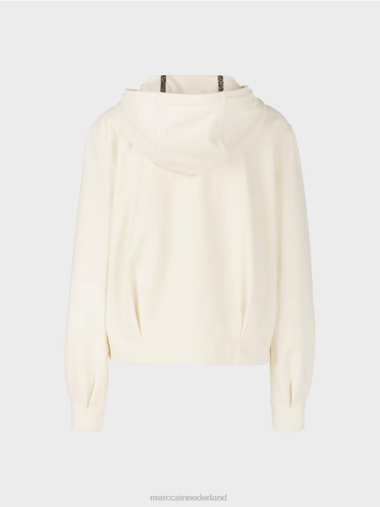 kleding licht ecru 464J410 jasje van katoentricot met capuchon Marc Cain