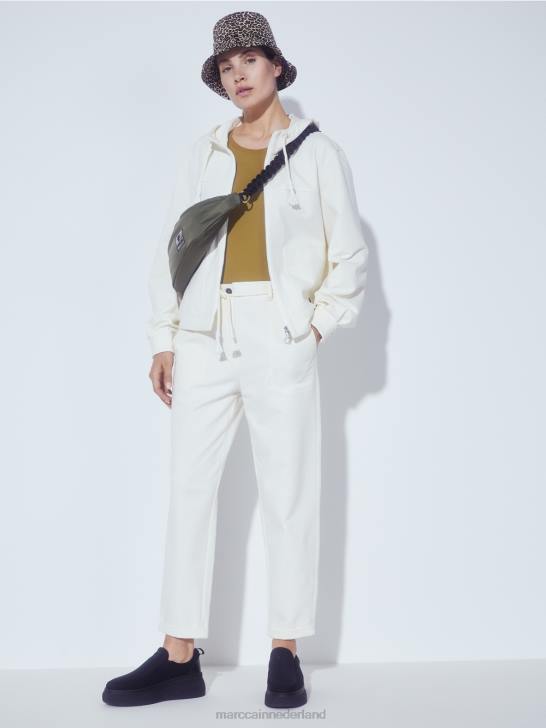 kleding licht ecru 464J410 jasje van katoentricot met capuchon Marc Cain