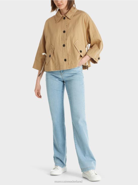 kleding licht kleibruin 464J394 extra grote jas Marc Cain