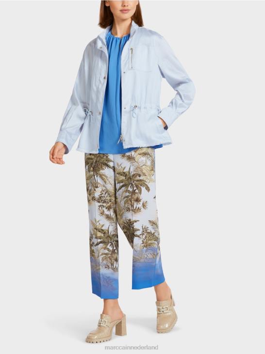 kleding licht poederblauw 464J395 casual outdoorjack van katoen Marc Cain