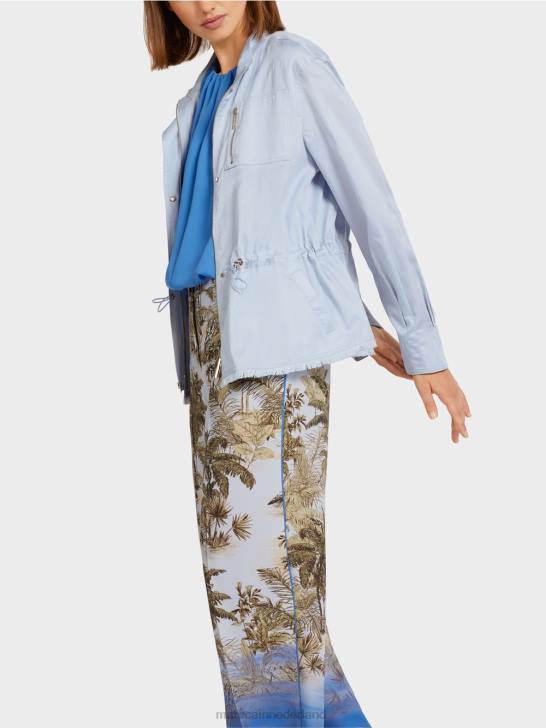 kleding licht poederblauw 464J395 casual outdoorjack van katoen Marc Cain