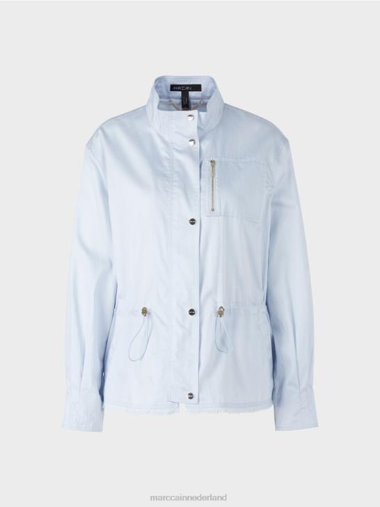 kleding licht poederblauw 464J395 casual outdoorjack van katoen Marc Cain