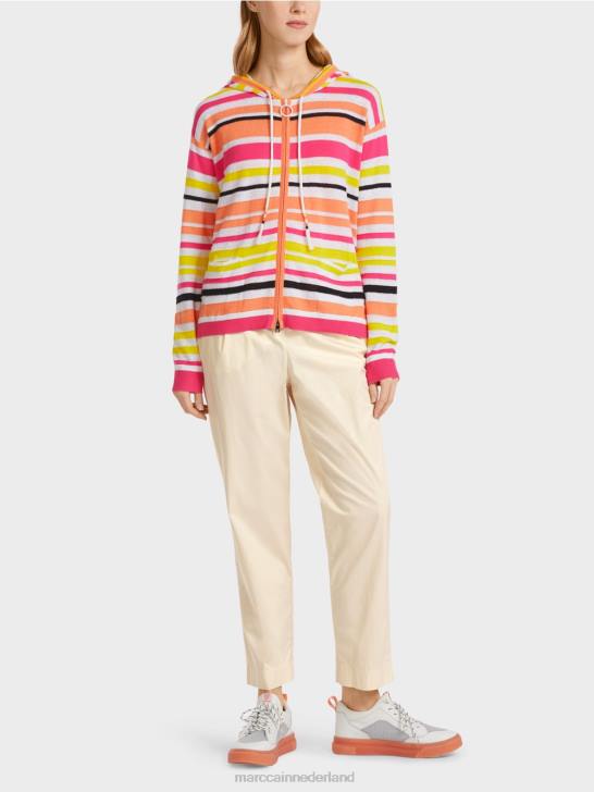 kleding lichte kalk 464J367 sportief vest met strepen Marc Cain