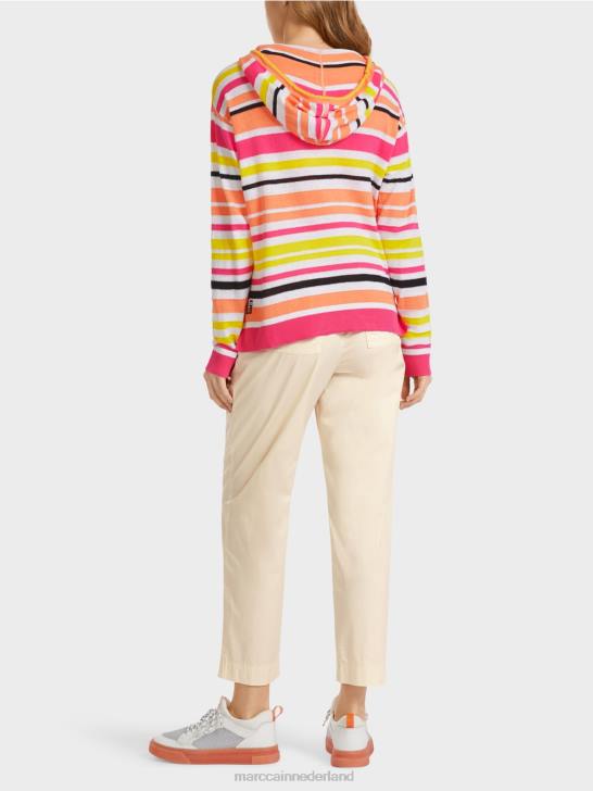 kleding lichte kalk 464J367 sportief vest met strepen Marc Cain